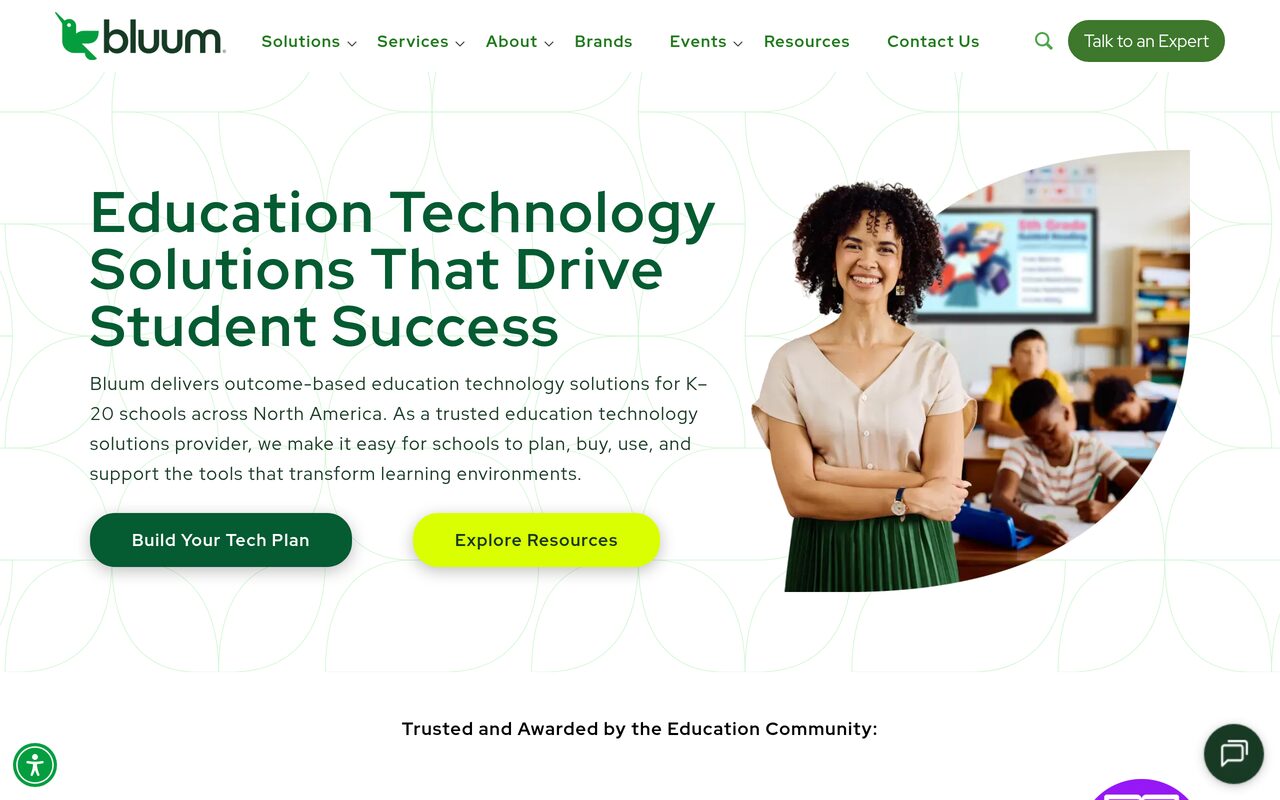 Bluum homepage screenshot