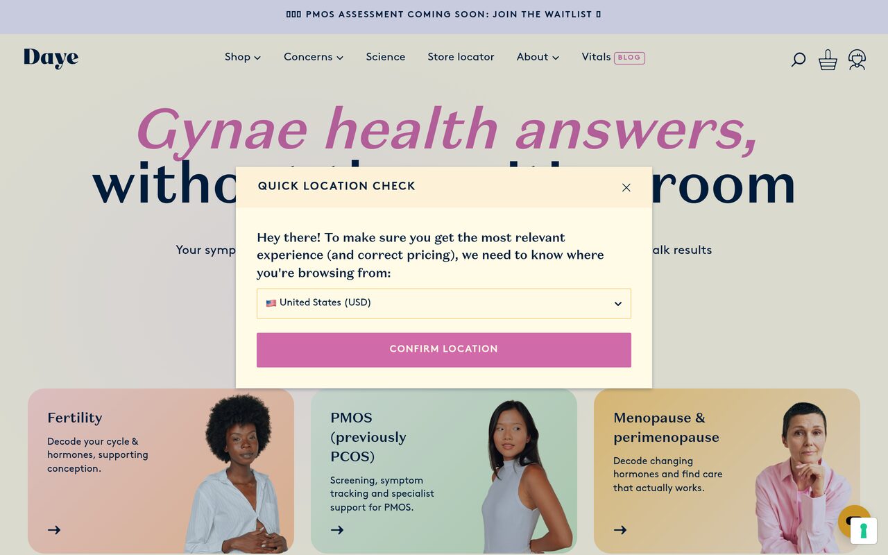 Daye homepage screenshot