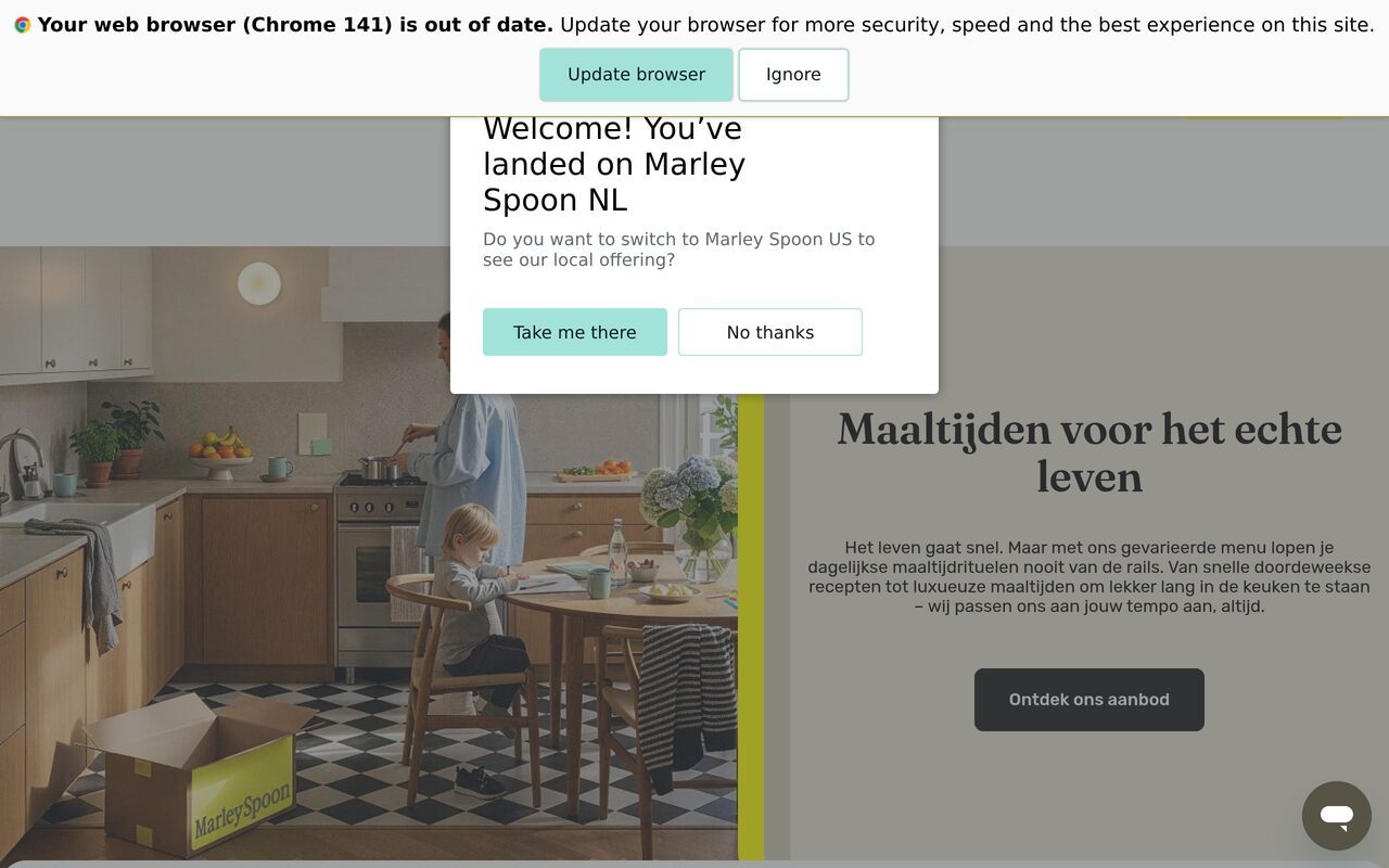 Dinnerly Nederland homepage screenshot