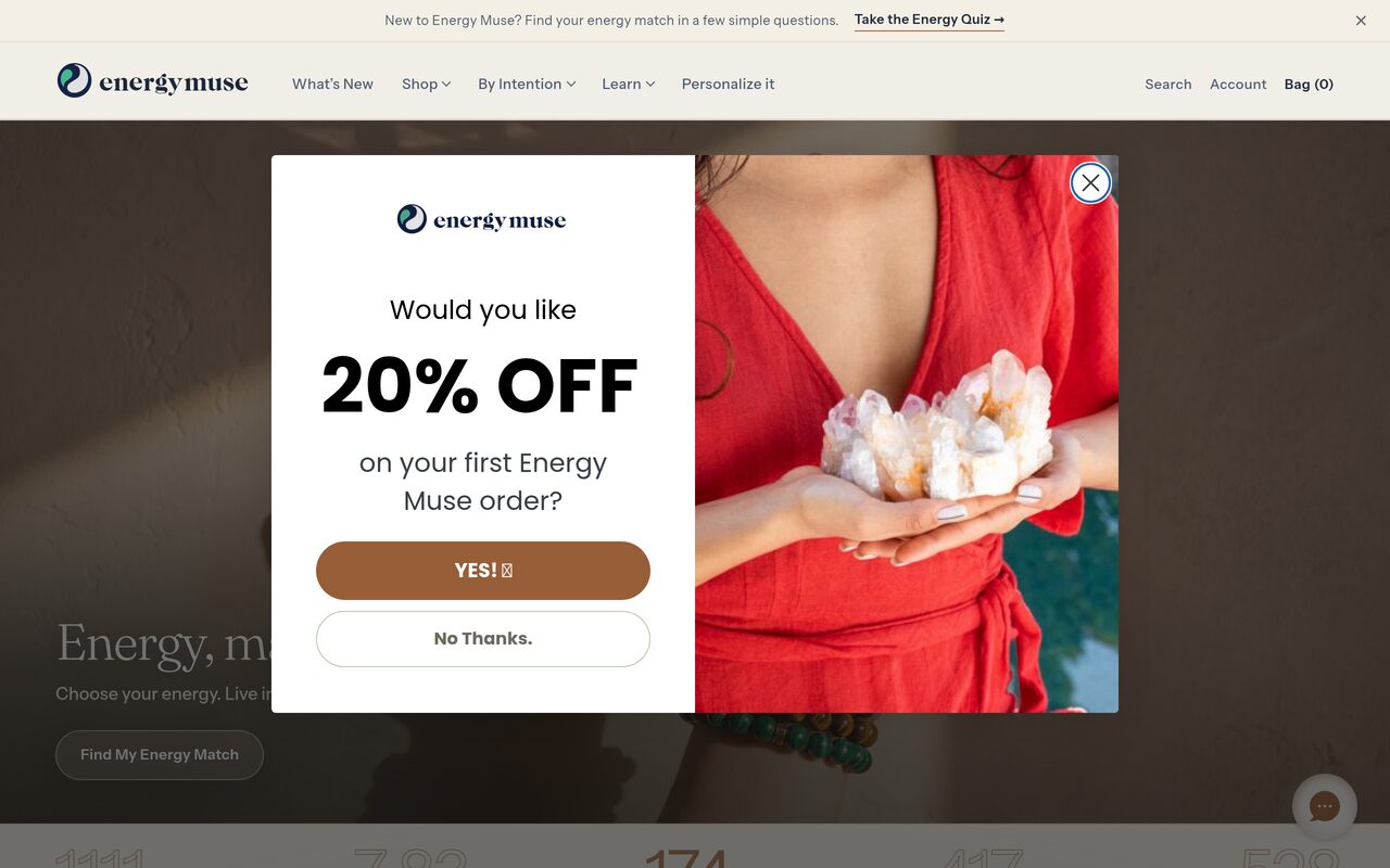 Energy Muse CRYSTAL365 Subscription Box homepage screenshot