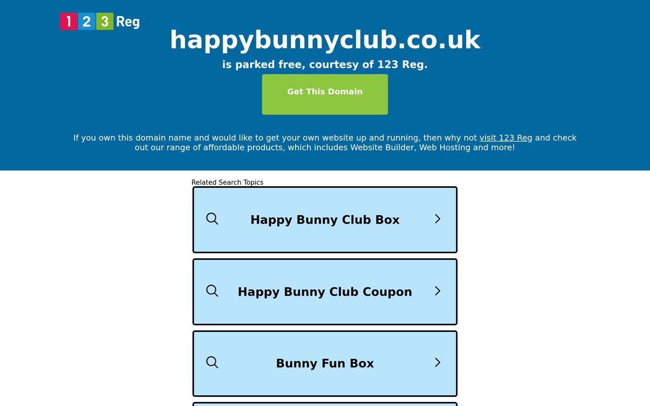 Happy Bunny Club homepage screenshot