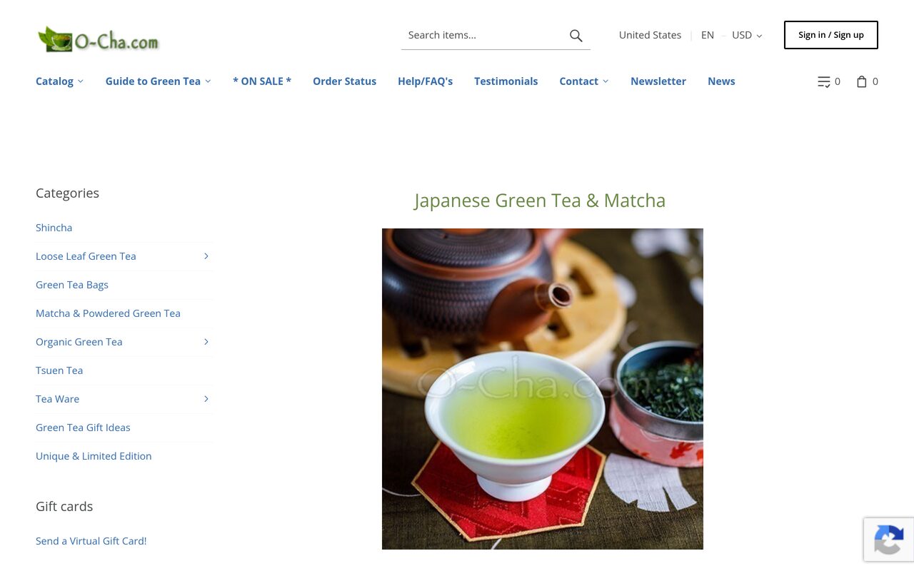 O-Cha Monthly Delivery Service homepage screenshot