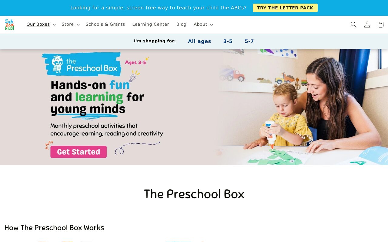 The Preschool Box homepage screenshot