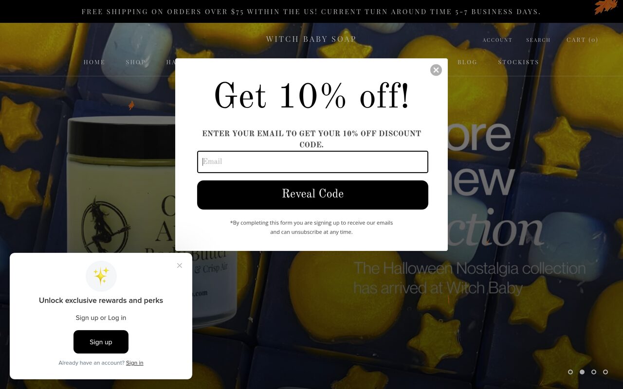Witch Baby Soap Spell Box homepage screenshot