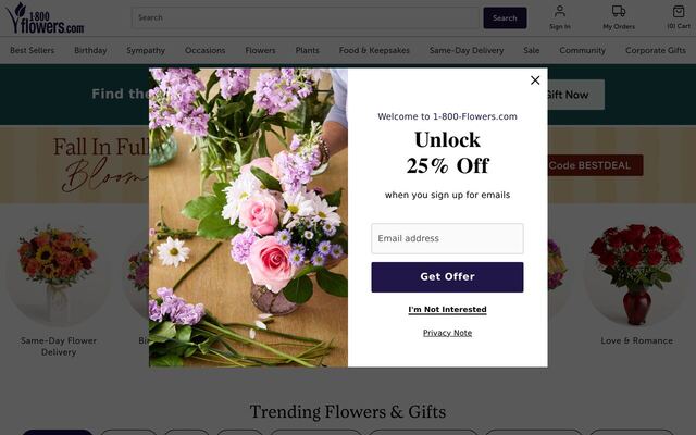 1-800-Flowers Plant of the Month Club (includes bonsai months) homepage