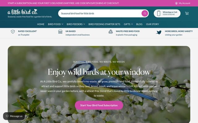 A Little Bird Company Seed Subscription homepage
