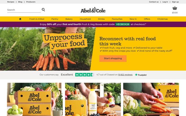 Abel & Cole Monthly Cheese & Charcuterie Club homepage