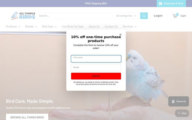 All Things Birds Bird Box Subscription homepage