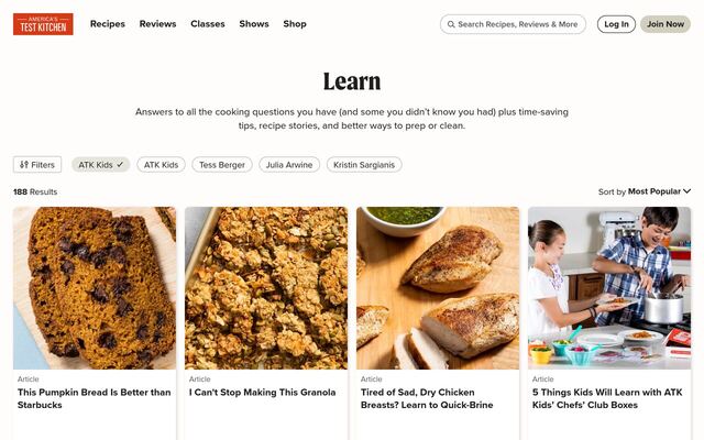 America's Test Kitchen Kids Young Chefs' Club homepage