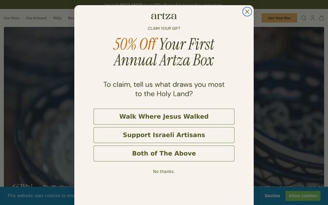 Artza Box homepage