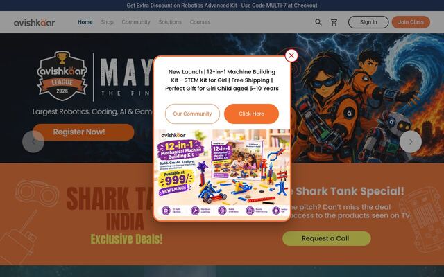 Avishkaar Box homepage