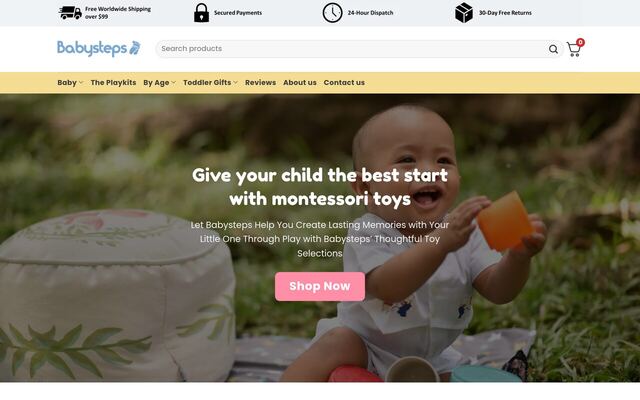 Babysteps Playkits homepage
