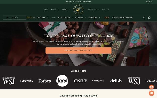 Bar & Cocoa Chocolate Club homepage