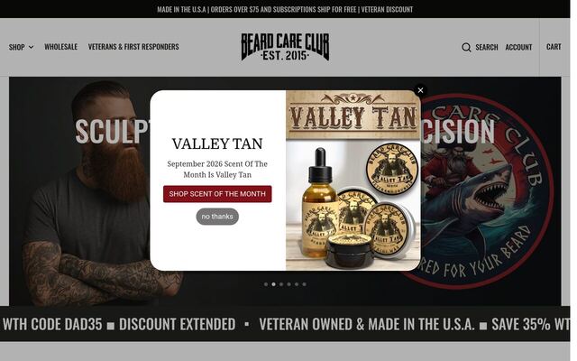 Beard Care Club homepage