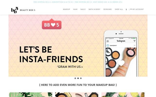 Beauty Box 5 homepage