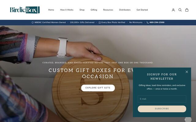 BirdieBox homepage
