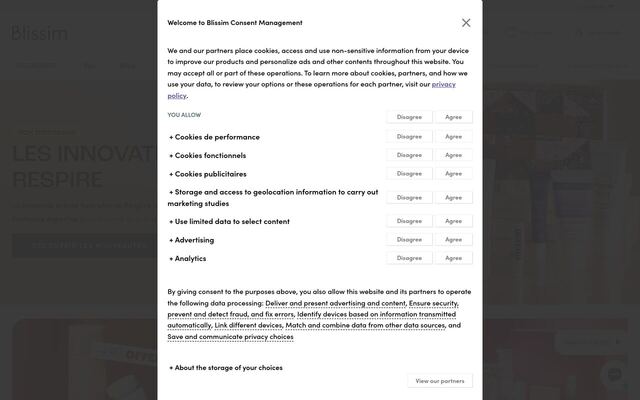 Blissim homepage