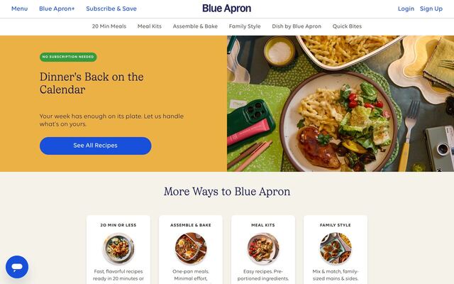 Blue Apron homepage