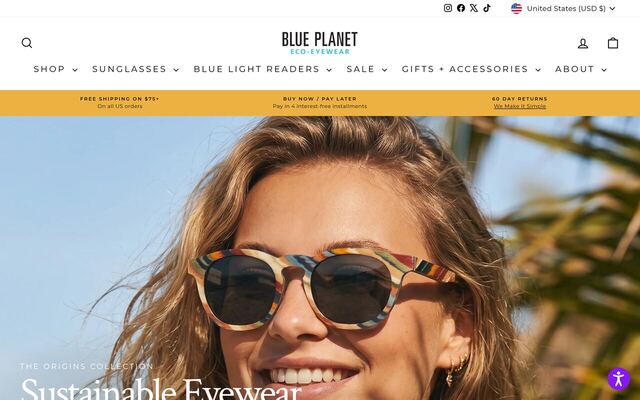 Blue Planet Eyewear Reader Club homepage