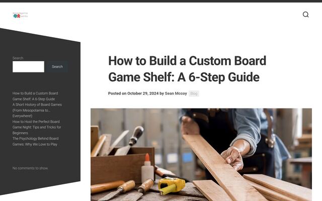 Board Game Bento homepage