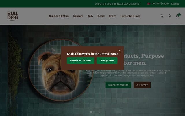Bulldog Skincare homepage