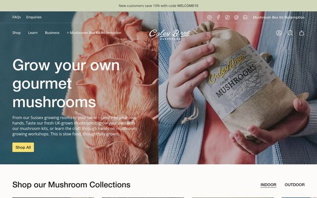 Caley Brothers – 3-Month Mushroom Kit Subscription homepage
