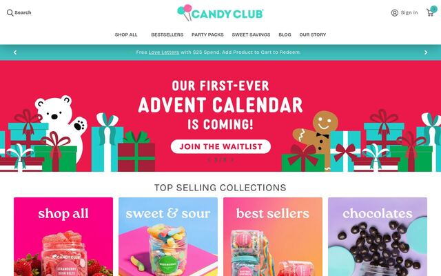 Candy Club homepage