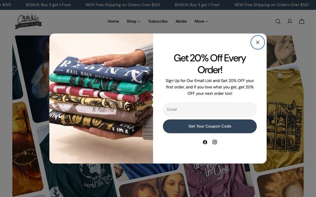 Catholic T-Shirt Club homepage