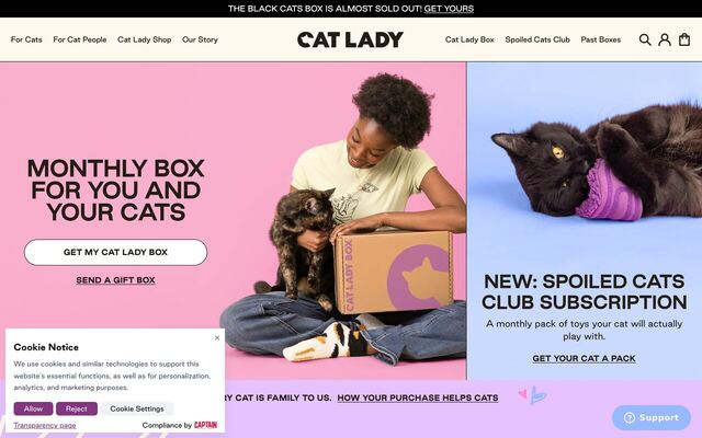CatLadyBox homepage