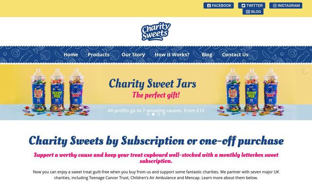 Charity Sweets Subscription Box homepage