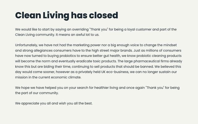 Clean Living International homepage