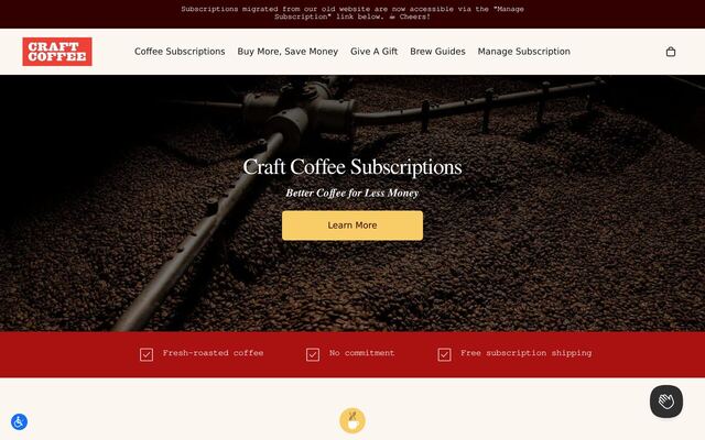 Craft Coffee homepage