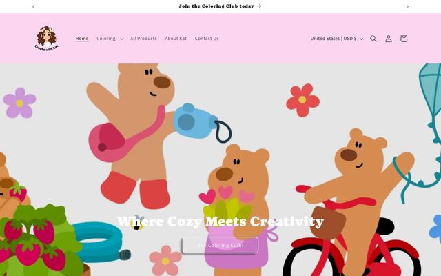 Create w/ Kat Coloring Club homepage