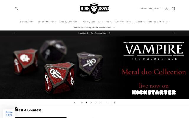 Dice Envy Monthly Dice Subscription homepage