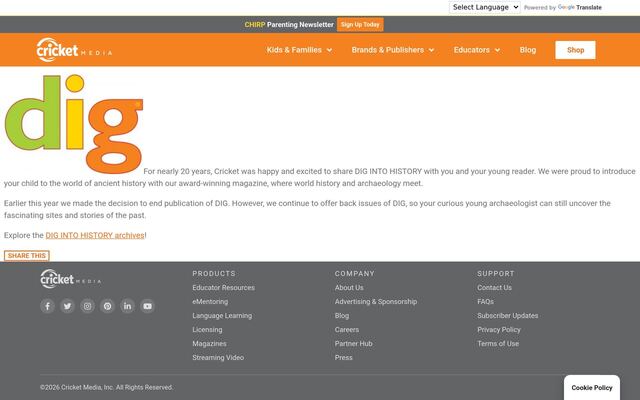 Dig (magazine) homepage
