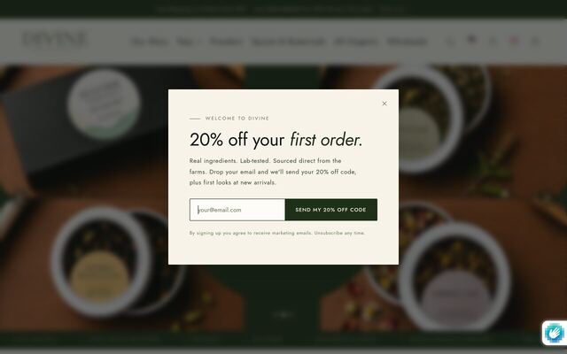 Divine Ingredients Matcha Subscription Box homepage