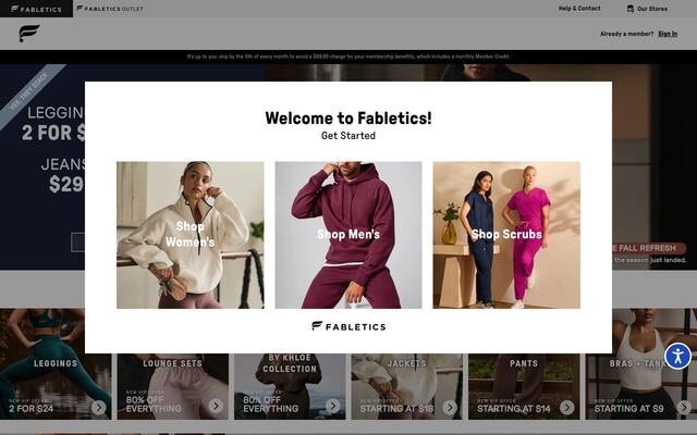 Fabletics homepage
