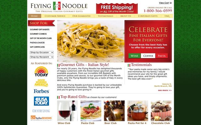 Flying Noodle Pasta of the Month Club homepage