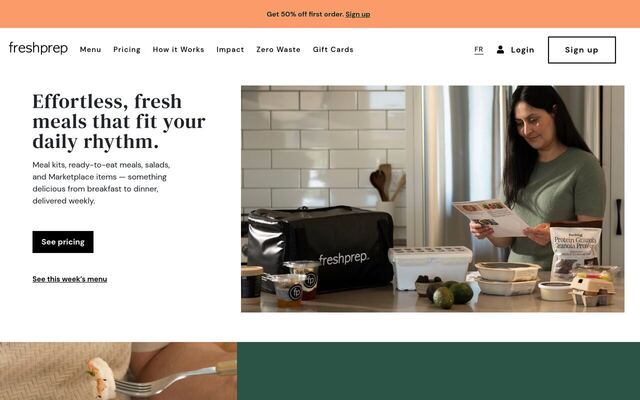 Fresh Prep homepage