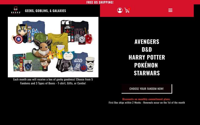Geeks, Goblins & Galaxies Harry Potter Subscription Box homepage