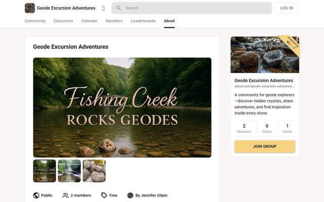 Geode Excursion Adventures homepage