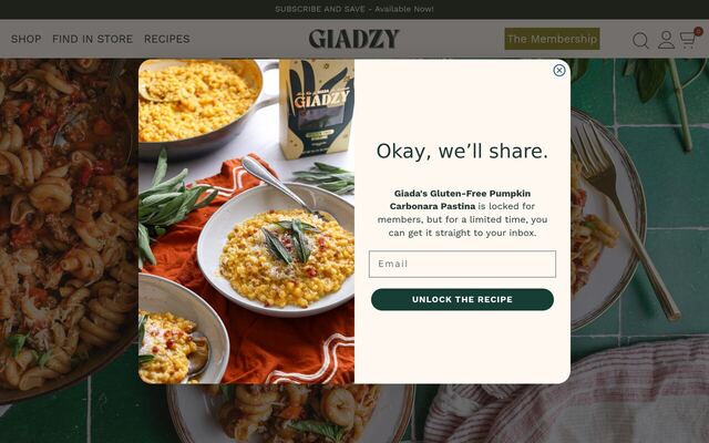 Giada's Pasta Club (Giadzy) homepage