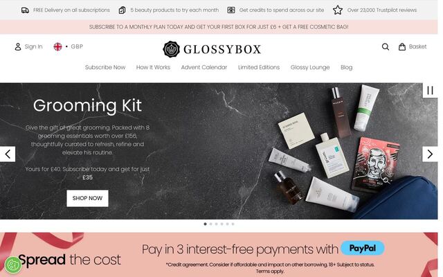 GLOSSYBOX homepage