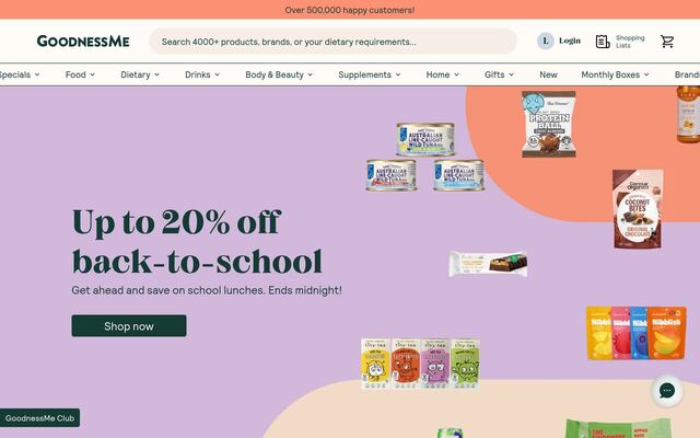 GoodnessMe Box homepage