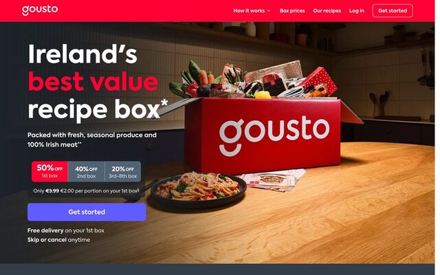 Gousto Ireland homepage