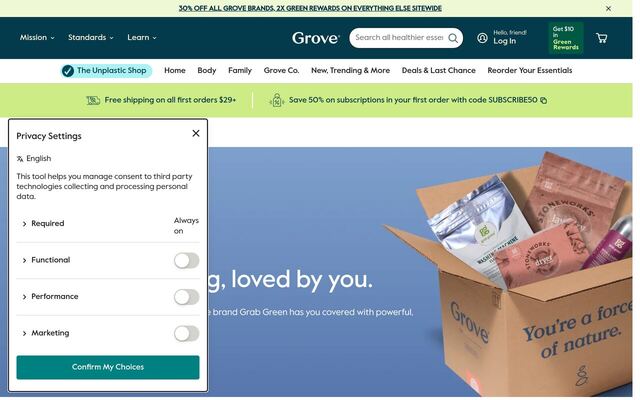 Grab Green homepage
