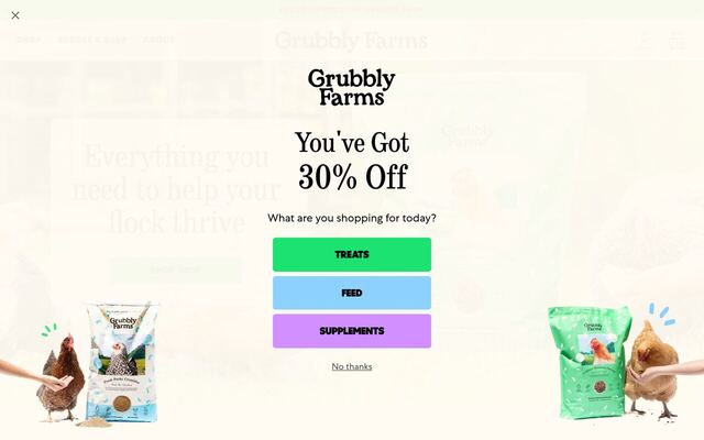 Grubbly Farms Subscription homepage