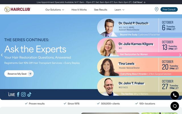 Hair Club homepage