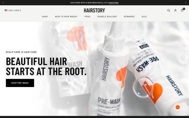 Hairstory homepage