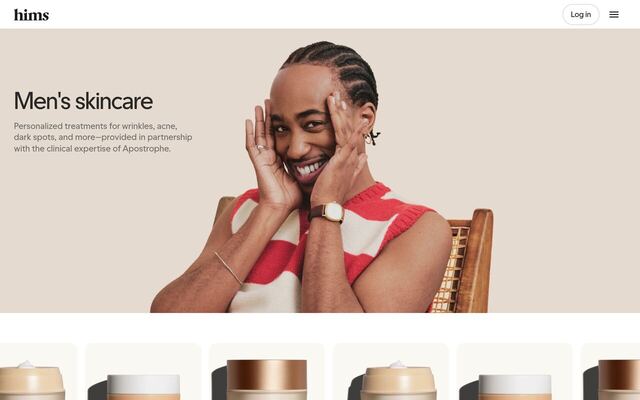 Hims (Skincare) homepage